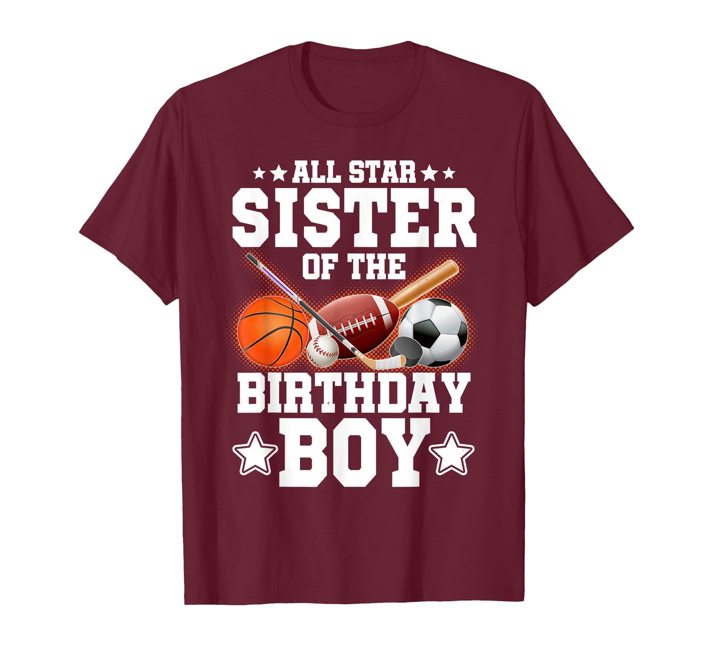 All Star Sister Of The Birthday Boy Basketball Soccer Sport T-Shirt