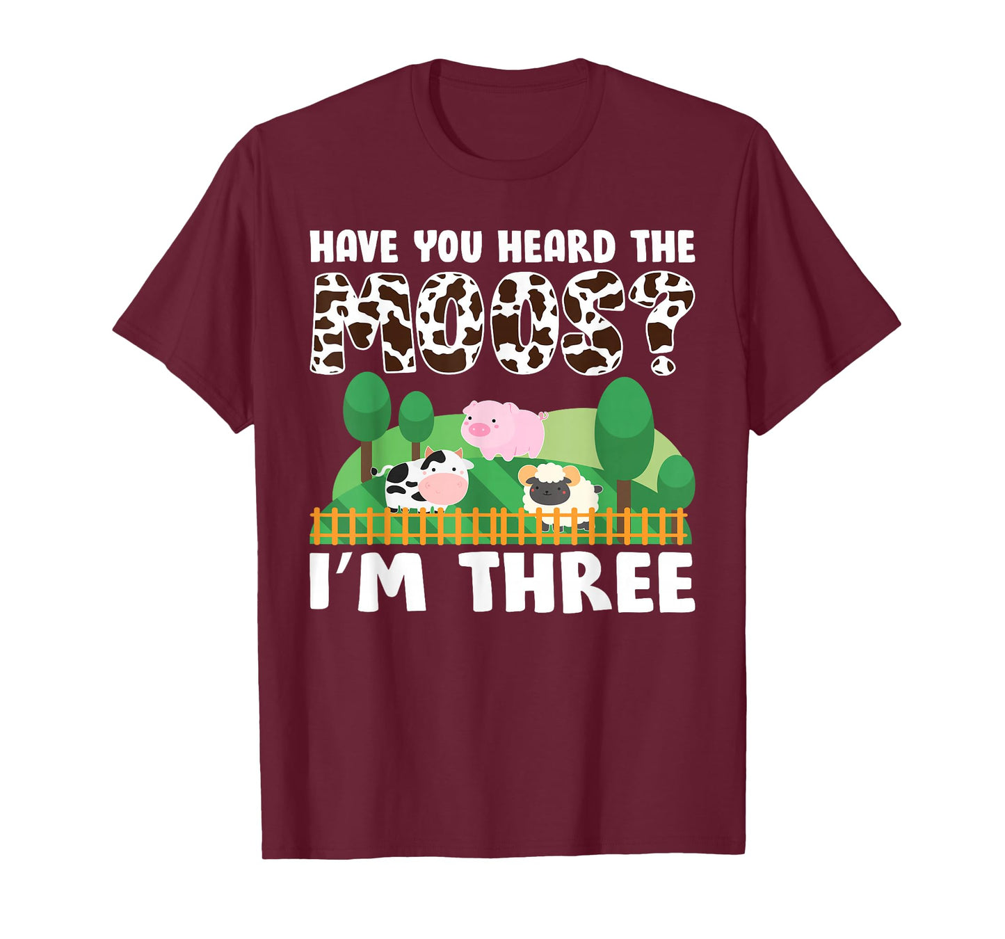 3rd Birthday 3 Year Old Farm Theme Animals Birthday Party T-Shirt