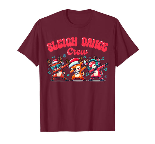 Christmas Sleigh Dance Crew Boy Hip Hop Reindeer Dabbing T-Shirt