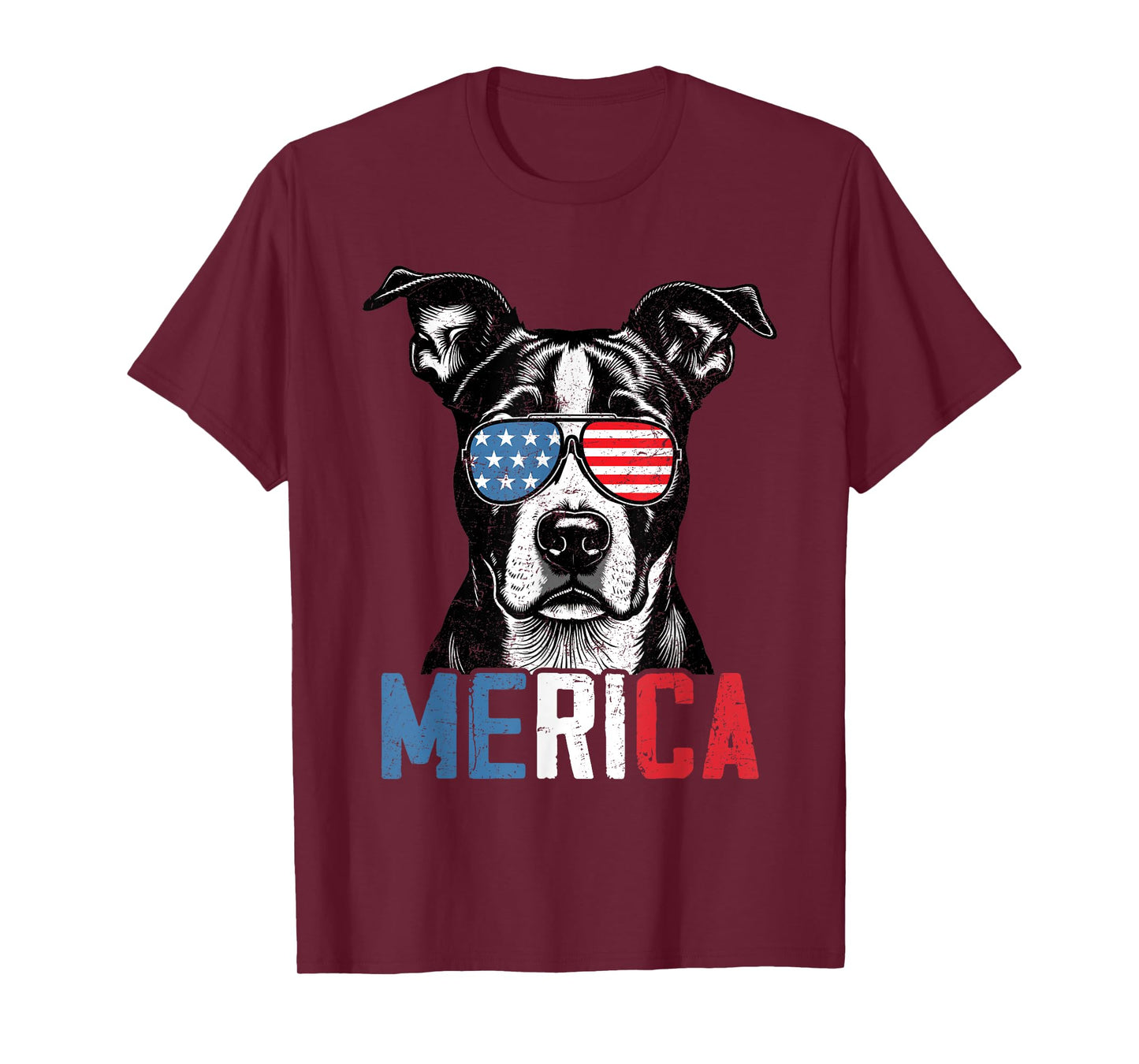 Patriotic American Staffordshire Terrier Merica 4th Of July T-Shirt