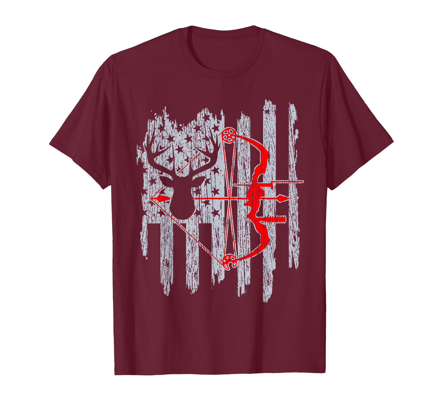Bow Hunting American Flag Patriotic Deer Hunter T-Shirt