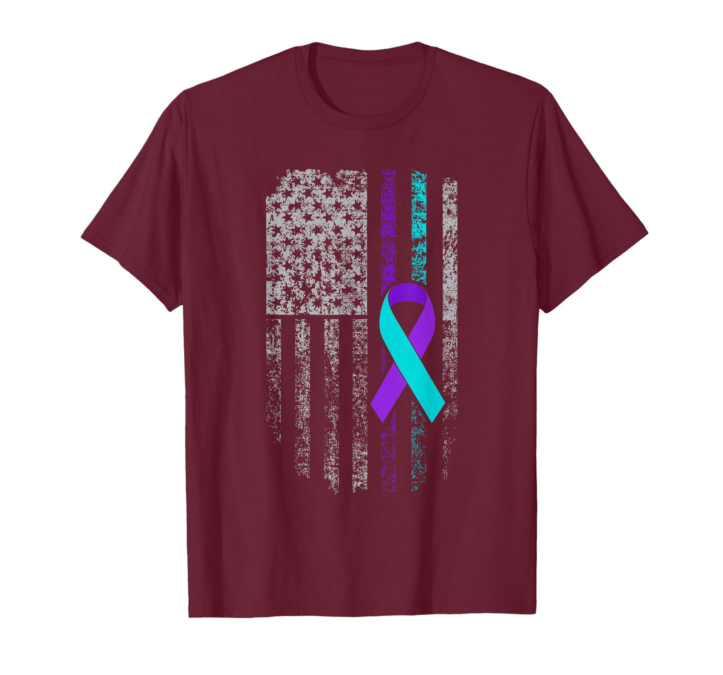 Suicide Prevention Awareness American Flag Ribbon Support T-Shirt