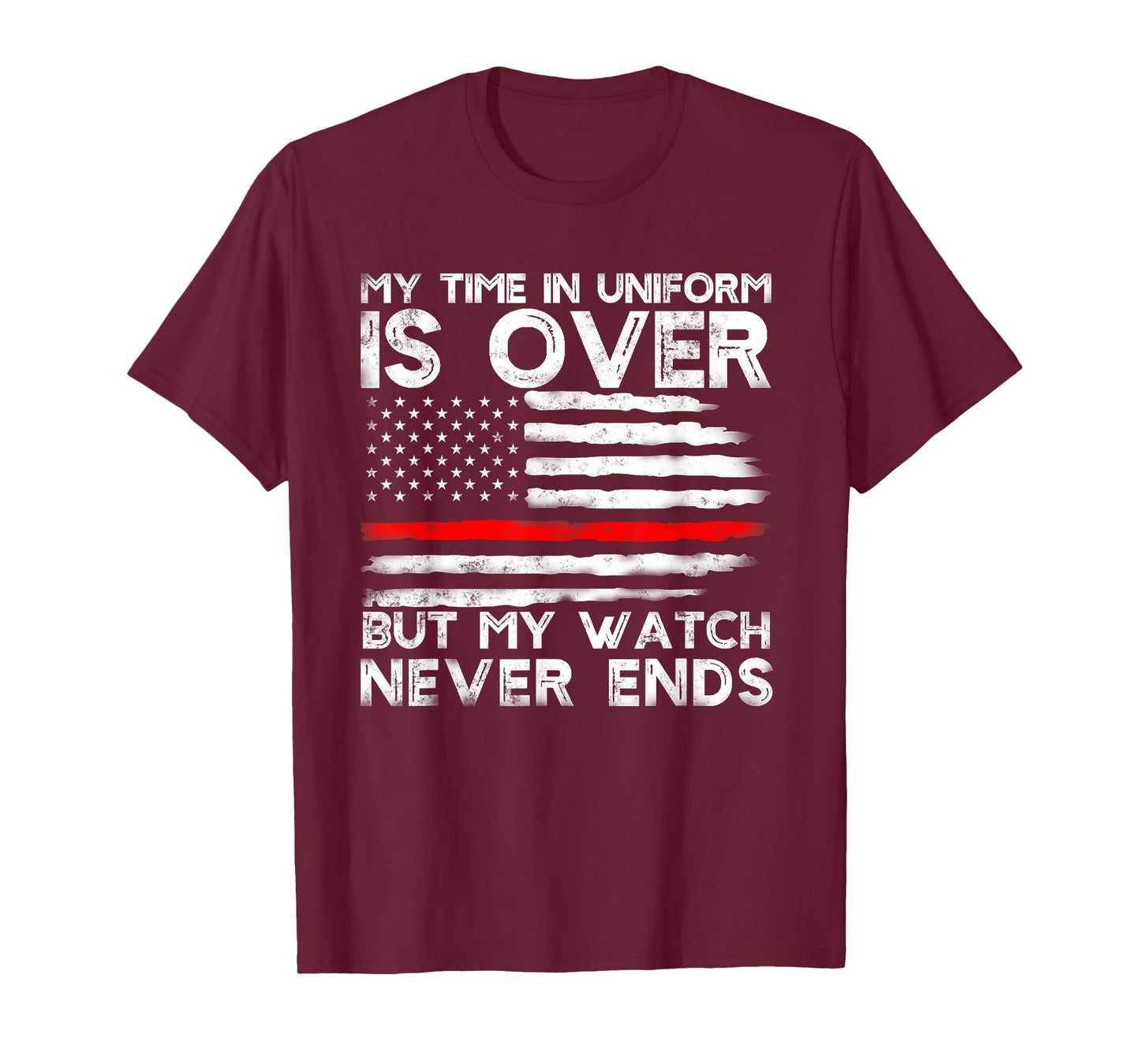 Retired Firefighter Stripe American flag Retirement Grandpa T-Shirt