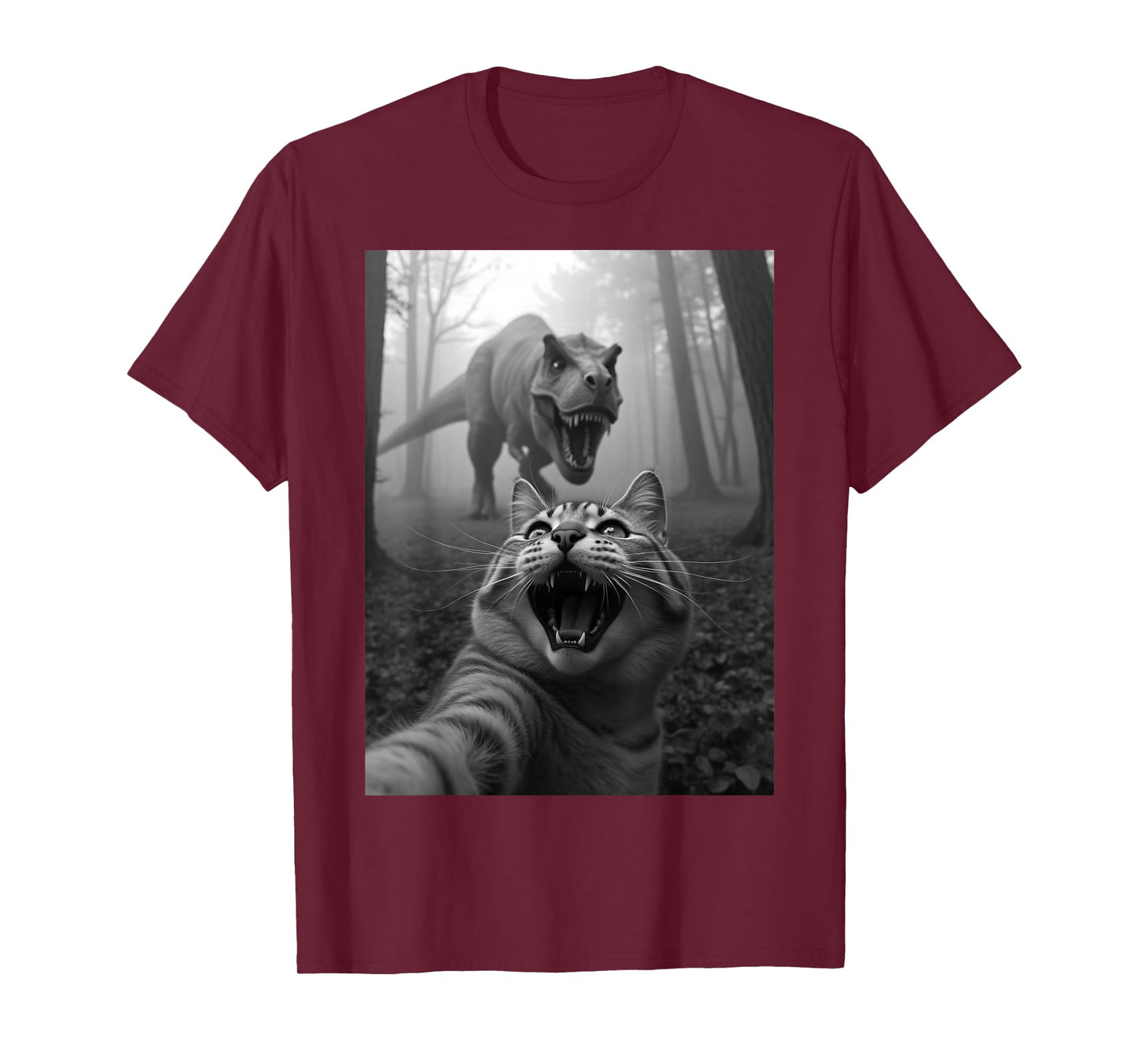 Cat Selfie With T-Rex Dinosaur T-Shirt