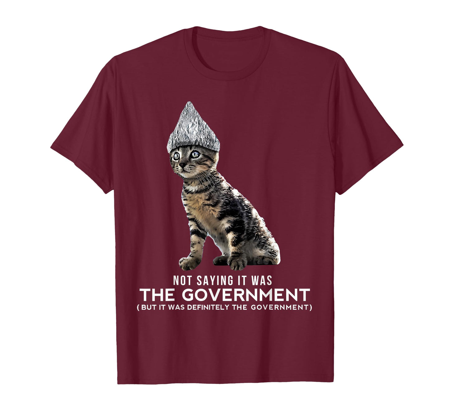 Funny Conspiracy Cat Tin Foil Hat Government Shirt Gift Men T-Shirt