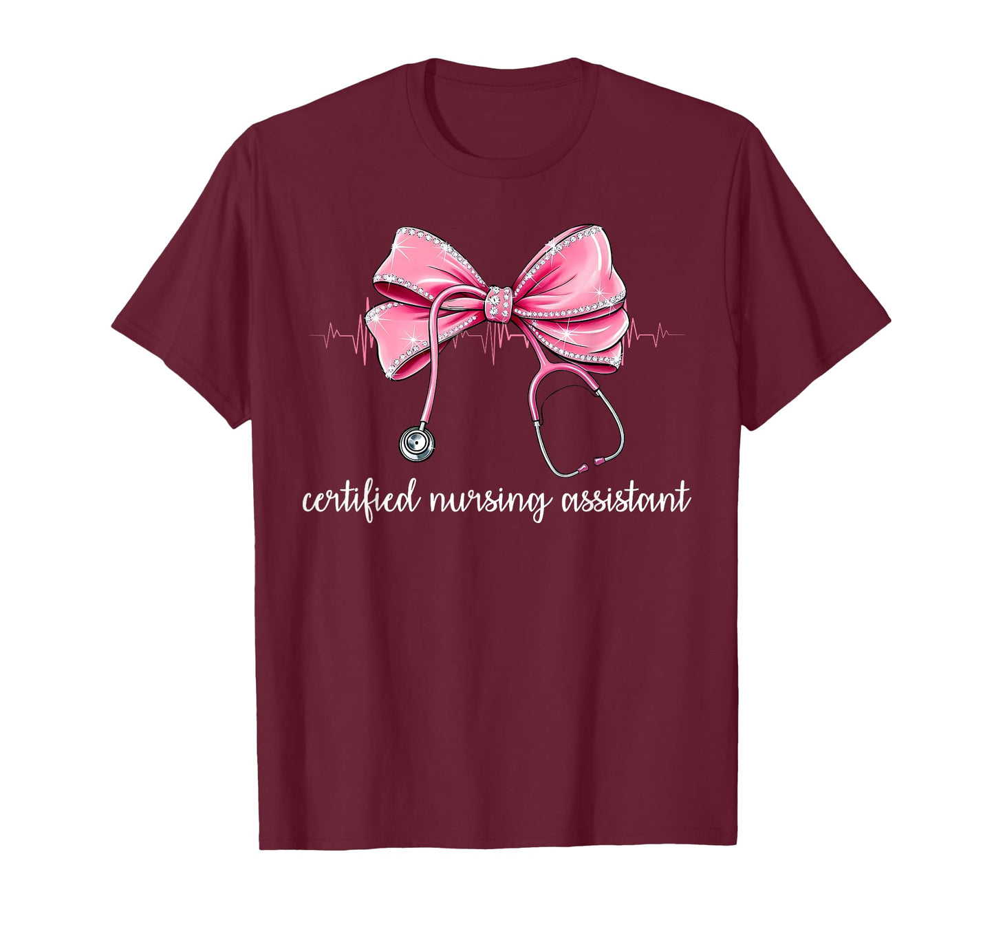 Certified Nursing Assistant CNA Stethoscope Coquette Bow T-Shirt