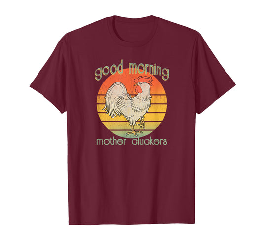 Cocky Rooster Morning Mother Cluckers Distressed Farmers T-Shirt