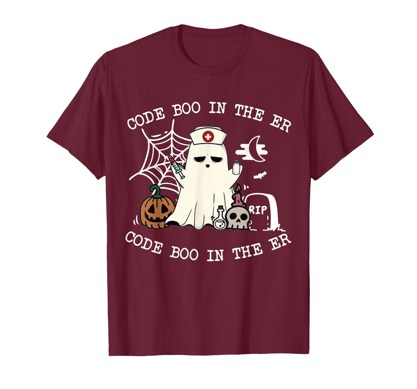 Code Boo in The ER Emergency Room Nurse Spooky Halloween T-Shirt