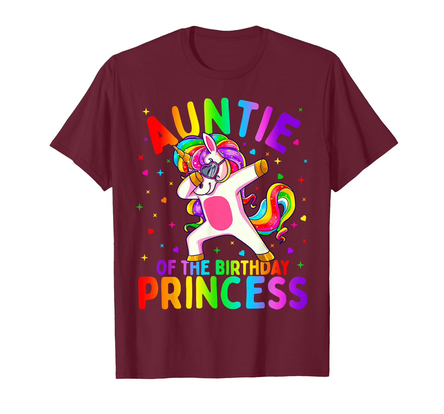 Auntie of The Birthday Princess Girl Dabbing Unicorn Aunt T-Shirt Small
