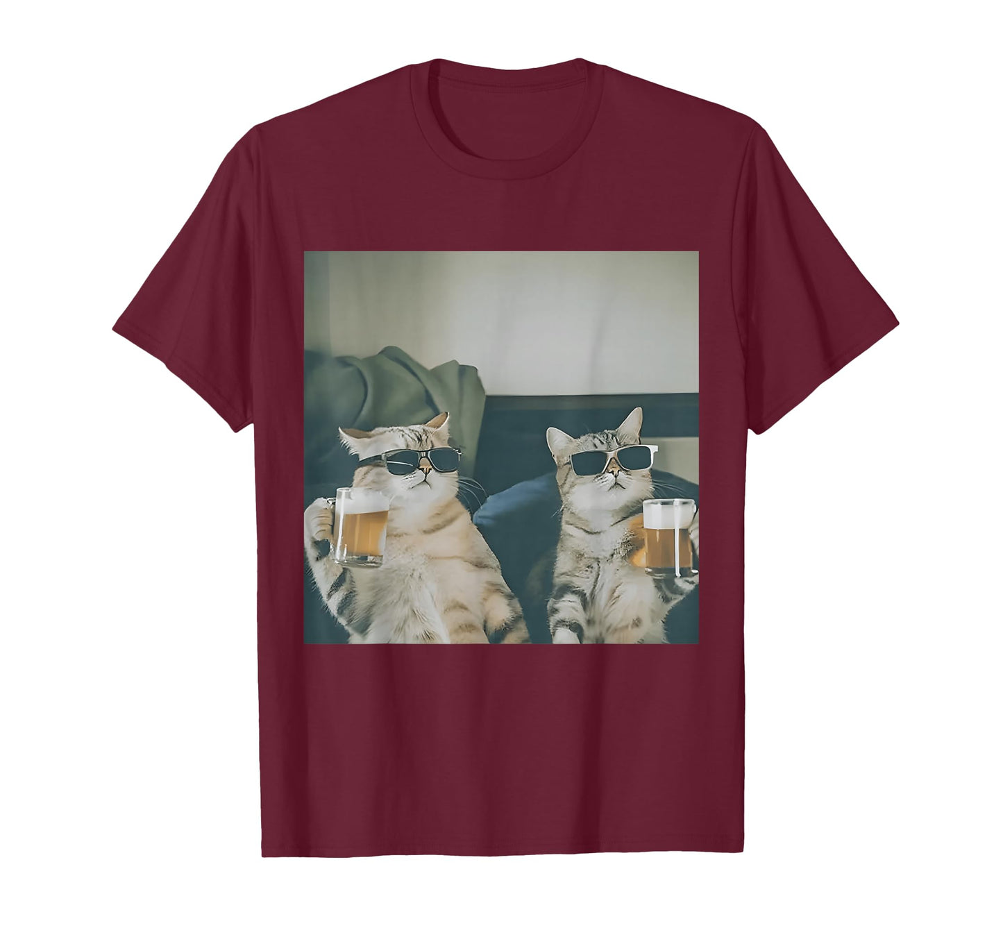Funny Cat Drinking Beer Buddy Cat Lovers for Men Women T-Shirt