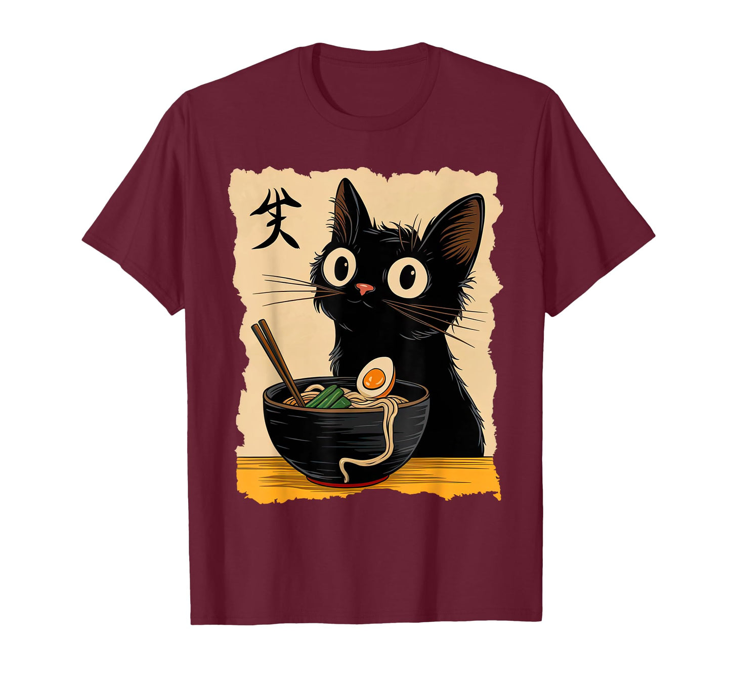 Black Cat Ramen Japanese Kawaii Anime Cat Ramen T-Shirt