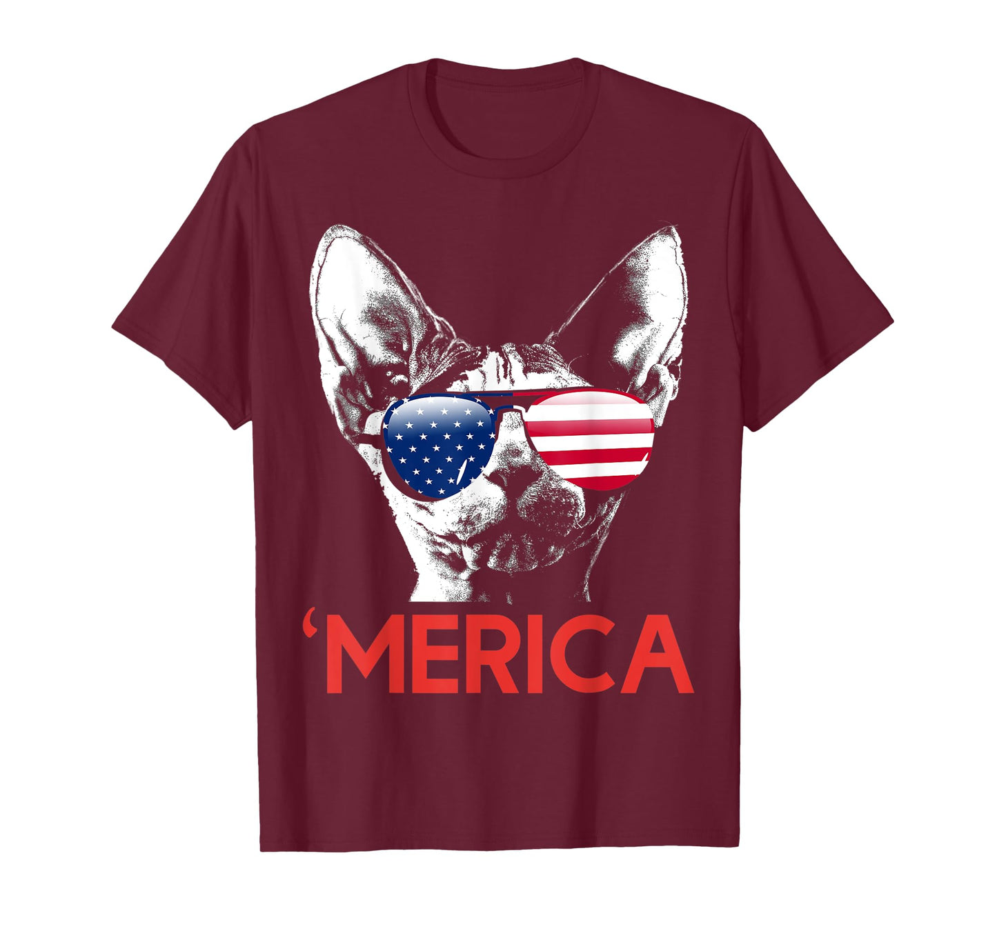 Merica Sphynx Cat American Flag 4th of July T-Shirt for Women Men