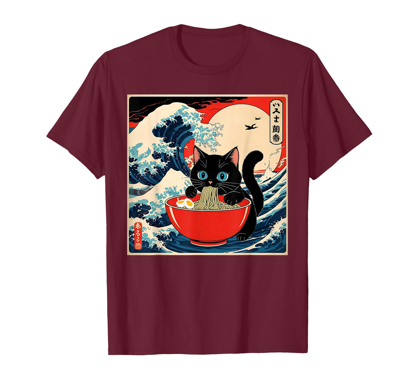 Cat Ramen Japanese Funny Graphic Tees Kawaii Cat Anime Gifts T-Shirt