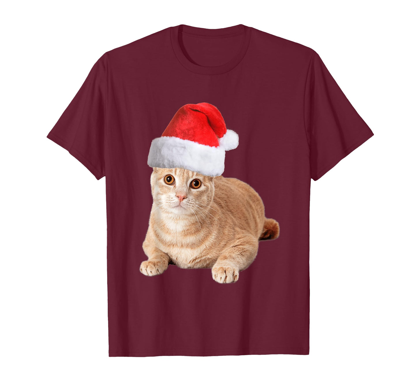 Orange Tabby Cat With Christmas Santa Hat For Women Men T-Shirt