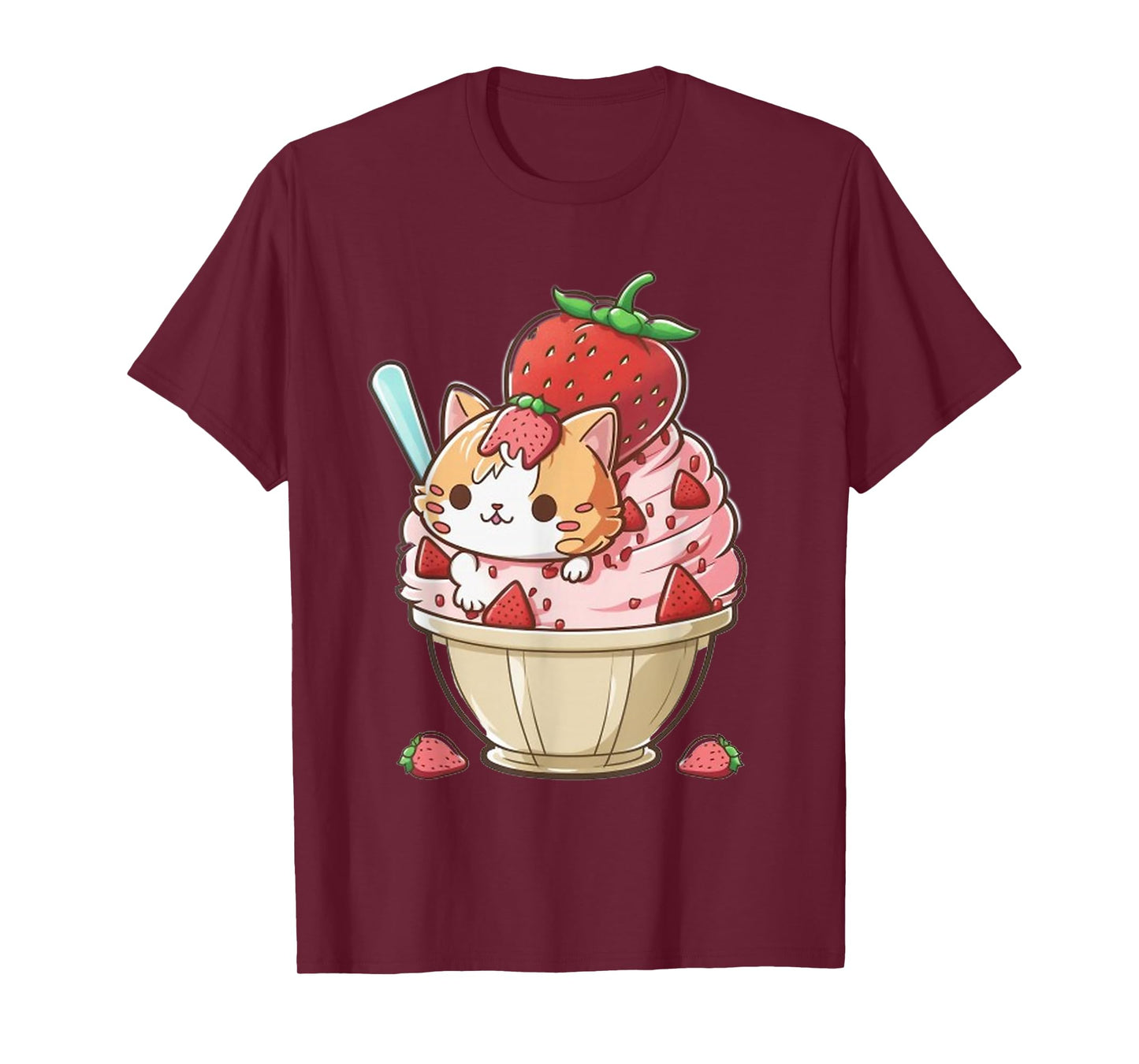 Strawberry Ice Cream Sundae Kitten Gelato Berry Cat Sorbet T-Shirt
