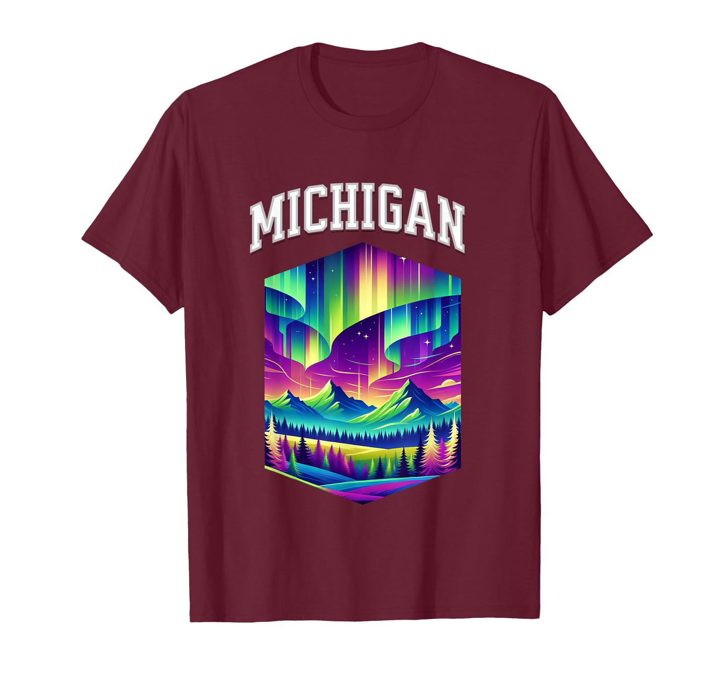 Michigan Aurora Borealis Northern Lights Vacation Souvenir T-Shirt