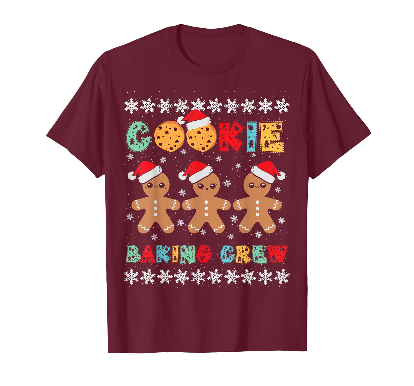 Cookie Baking Crew Gingerbread Men with Xmas Hats T-Shirt