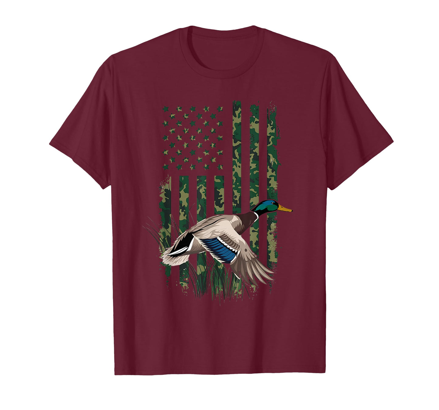 Waterfowl Duck Hunting Shirt Men Kids Boys Hunters Camo Flag T-Shirt