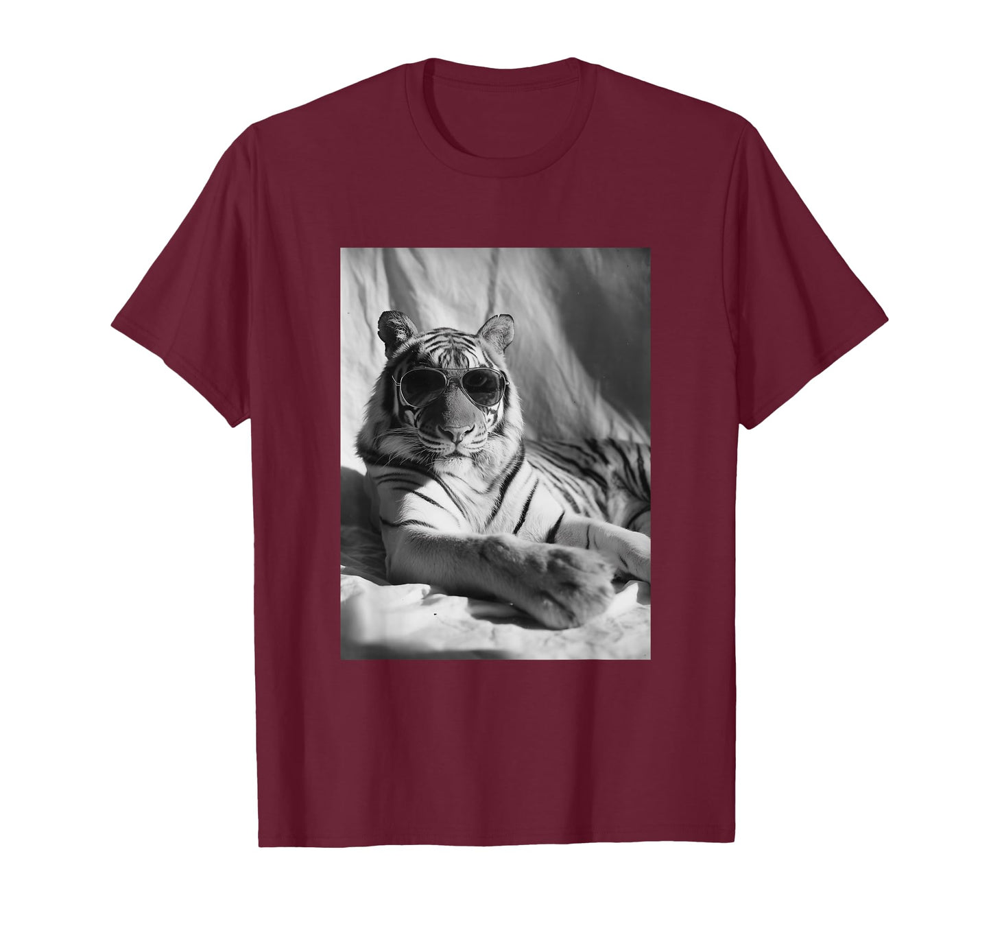 Elegant Tiger with Sunglasses Feline Animal Photography T-Shirt