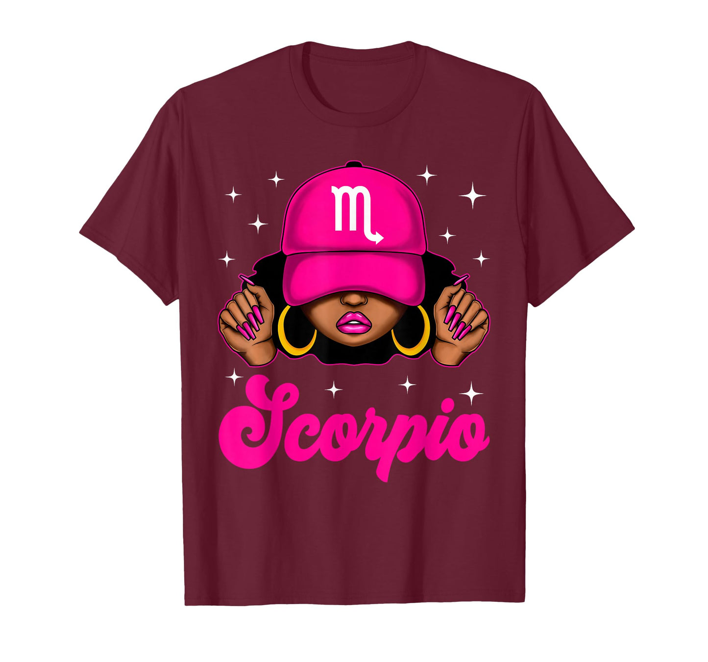 Scorpio Girl Sassy Black Woman with Cap Zodiac Birthday T-Shirt
