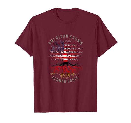 American Grown German Roots USA Germany Flag Heritage Tree T-Shirt