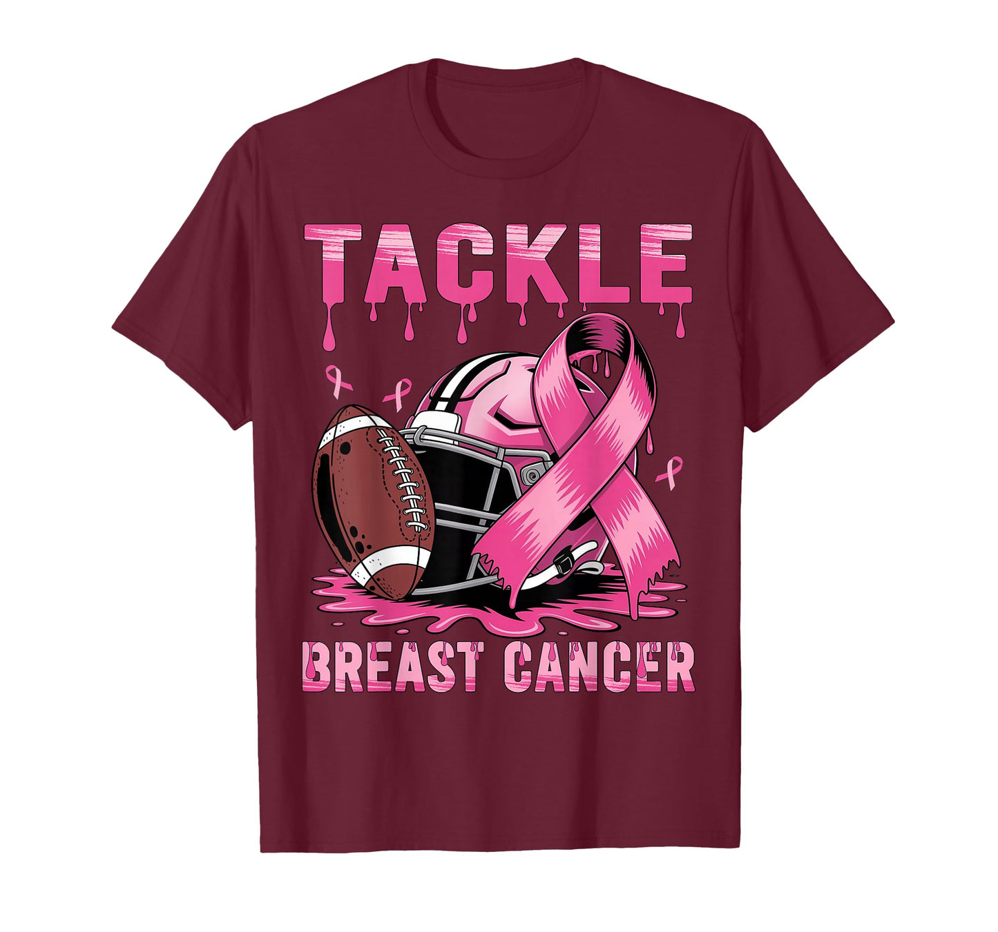 Tackle Breast Cancer Football Pink Ribbon Breast Cancer T-Shirt