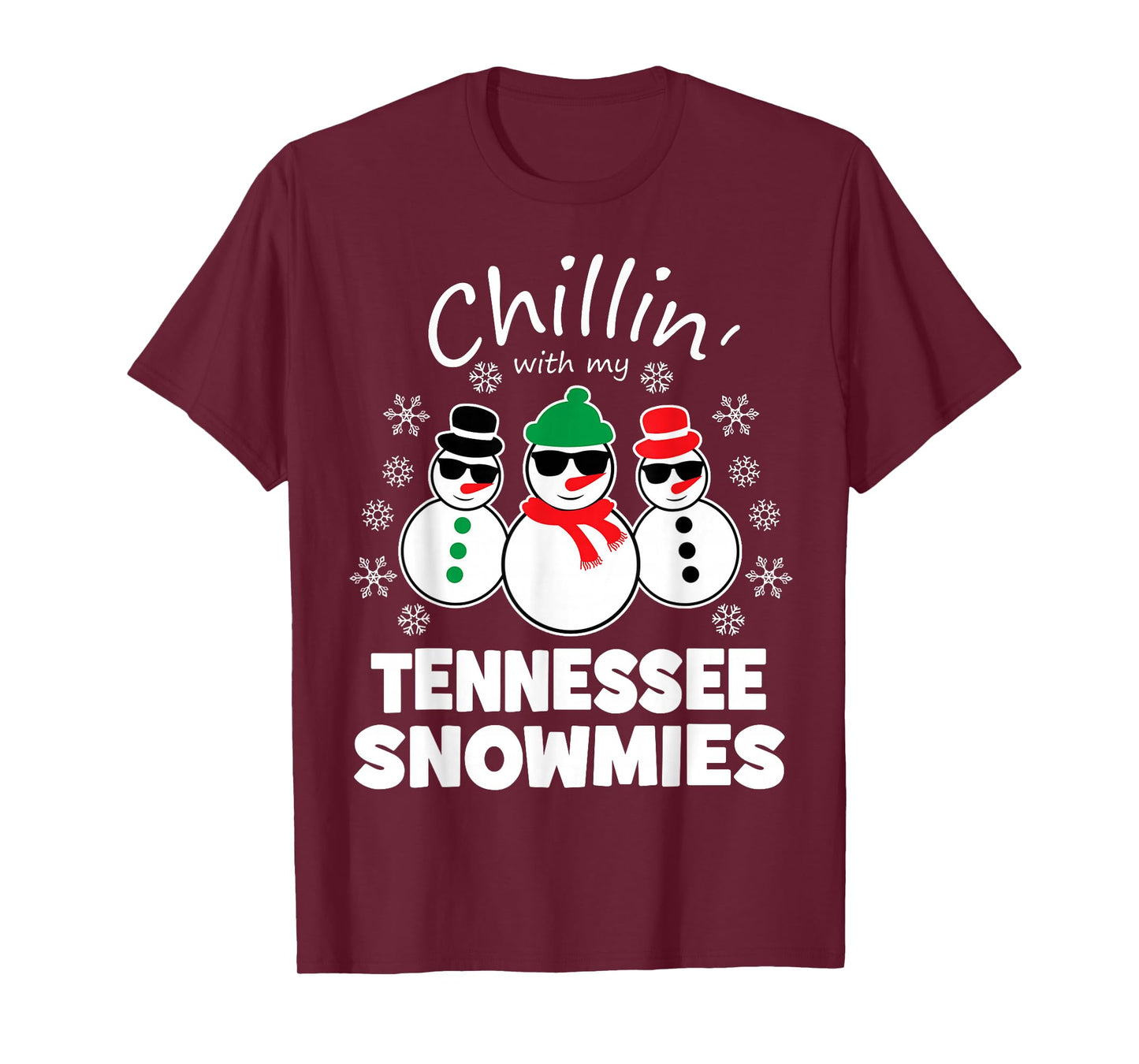 Chillin With My Tennessee Snowmies Funny Christmas T-Shirt