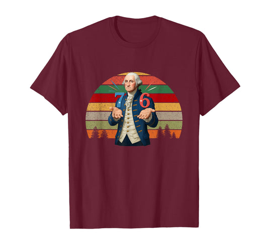 6-7 7-6 George Washington Seven Six Teacher American Retro T-Shirt