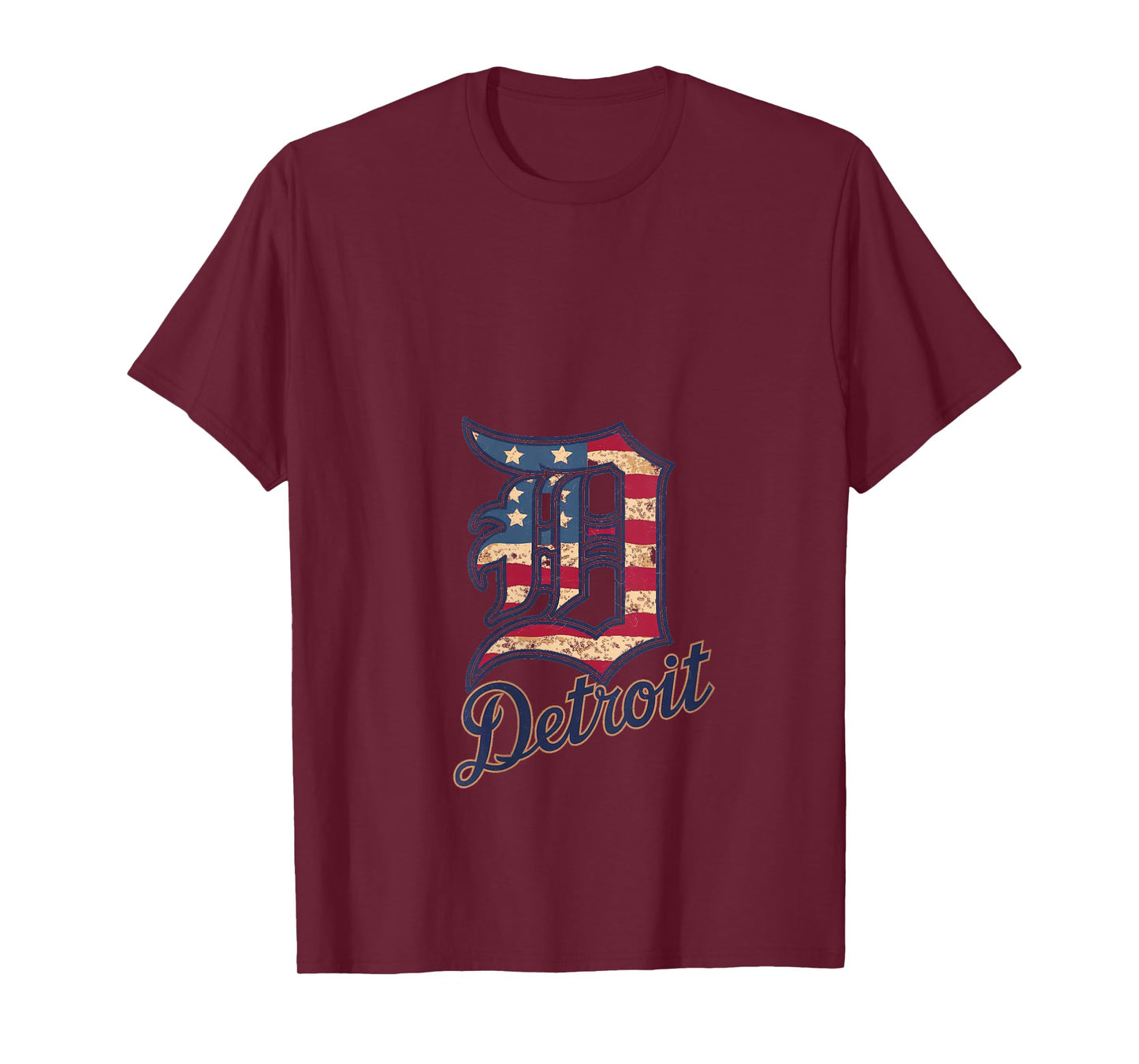 Womens Detroit American Flag Old English D V-Neck T-Shirt