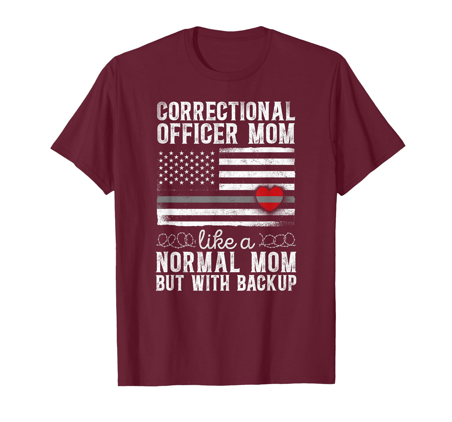 Correctional Officer Mom Mother Heart American Flag T-Shirt