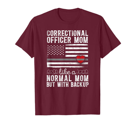 Correctional Officer Mom Mother Heart American Flag T-Shirt