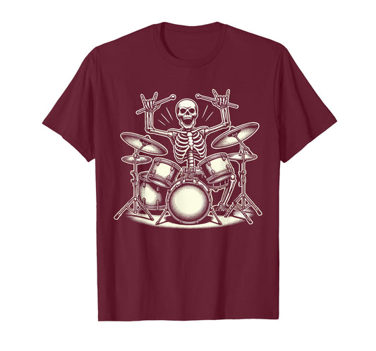 Skeleton Drummer Halloween Rock N Roll Drumming Music Lovers T-Shirt