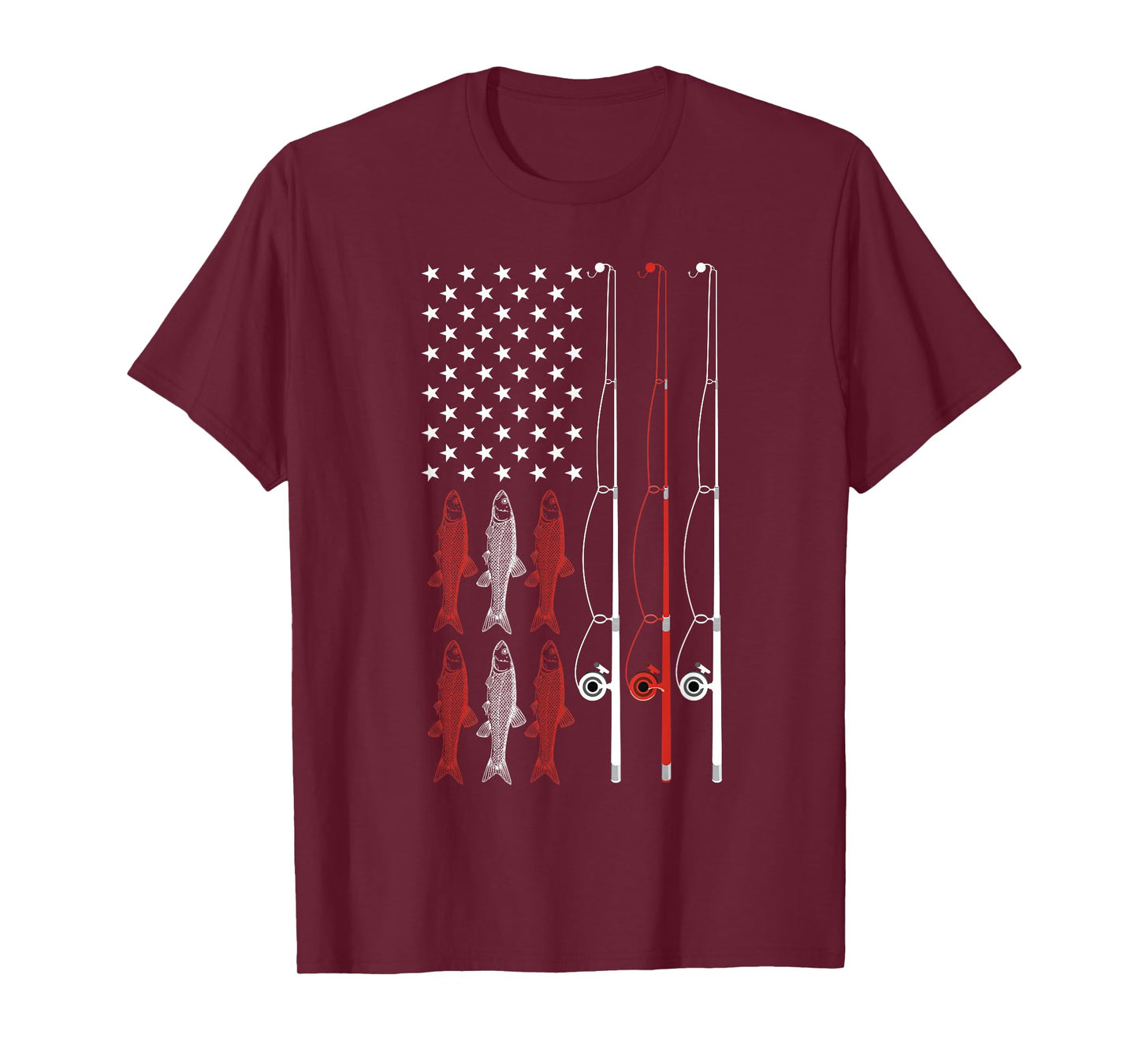 USA Flag Fishing Shirt Dad Grandpa Retro Fishing Dad T-Shirt