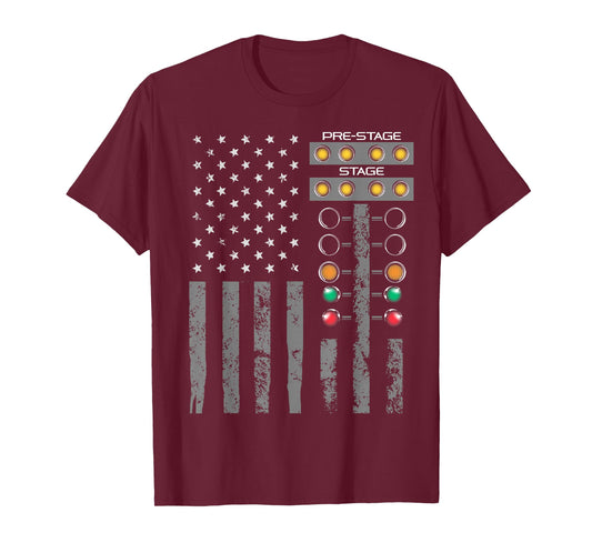 American Flag Drag Racing Strip Tree Light for Dragster T-Shirt