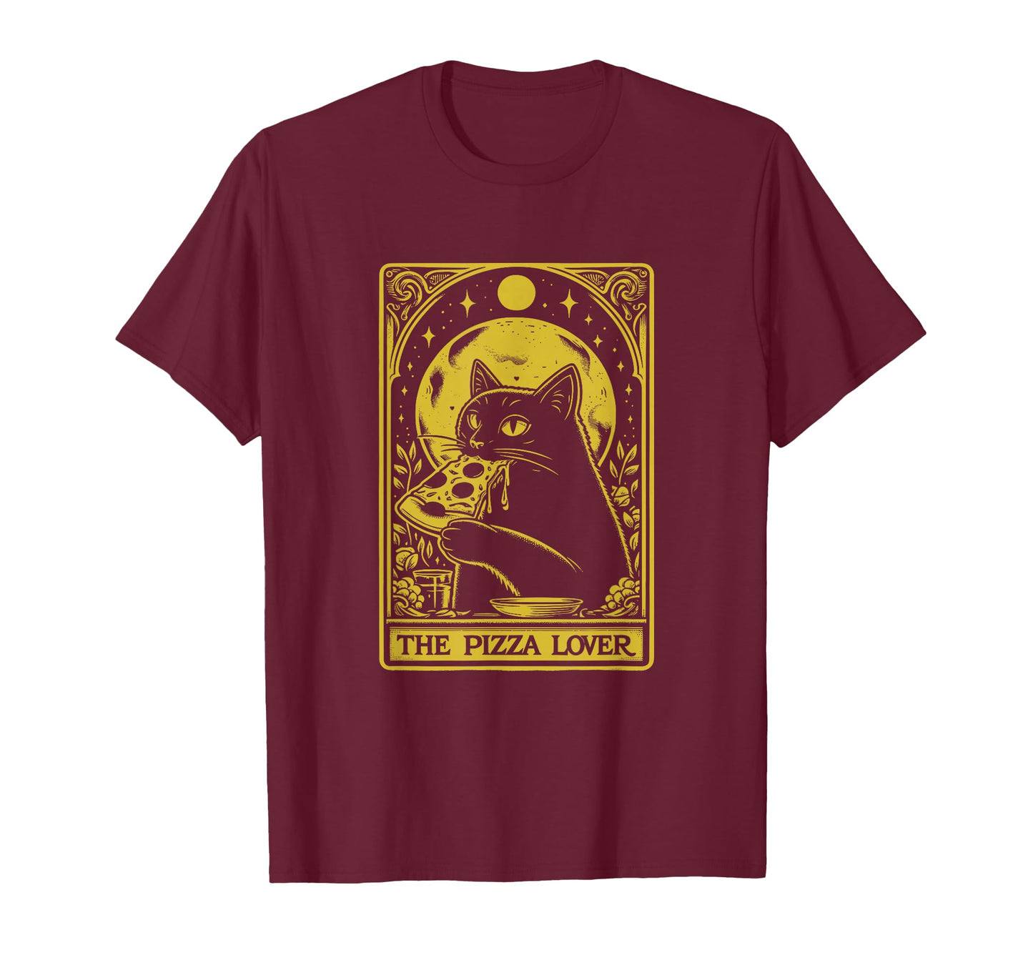 The Pizza Lover Cat Vintage Gothic Tarot Card T-Shirt