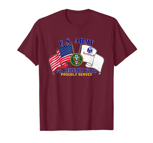 Fort Leonard Wood Missouri Mo Us Army Base American Flag T-Shirt for Women Men