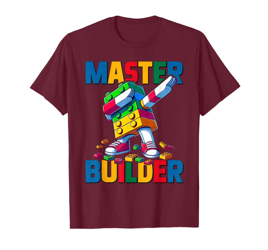 Dabbing Blocks Bricks Building Kids Boys Fun Master Builder T-Shirt
