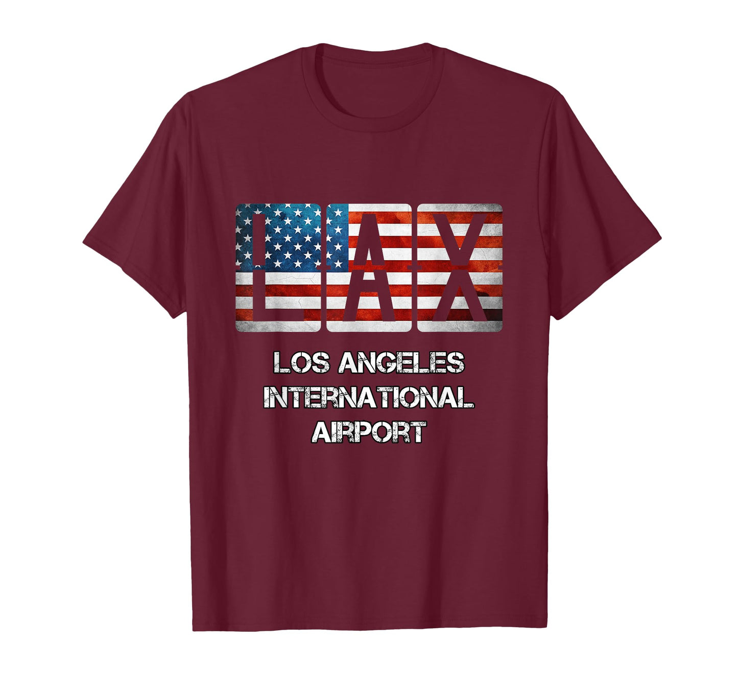 LAX Airport Los Angeles Distressed American Flag California T-Shirt