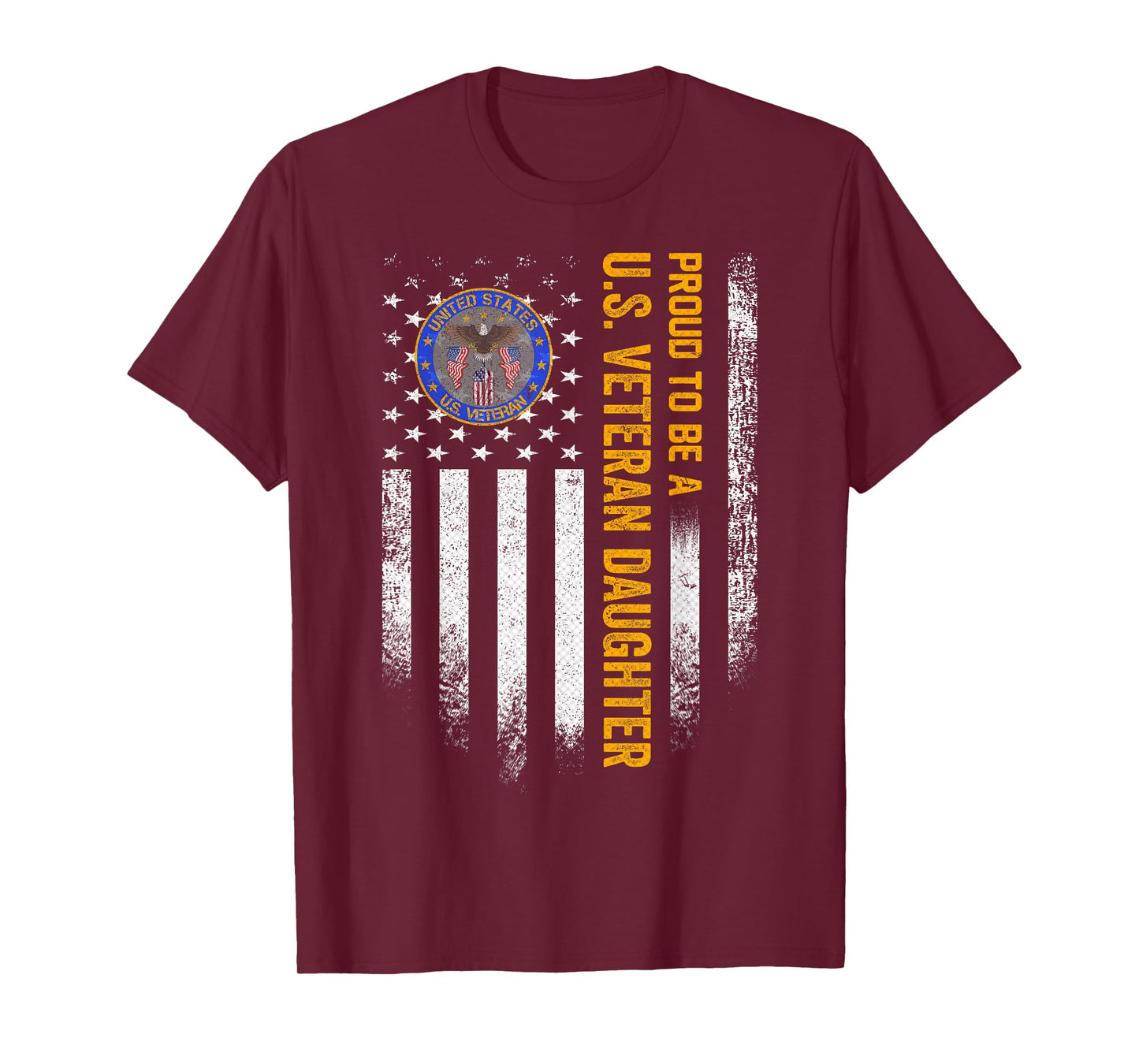 Vintage USA Flag Proud To Be A US Military Veteran Daughter T-Shirt for Women Men