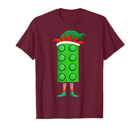Christmas ELF Block Brick Building Xmas Master Builder Kids T-Shirt