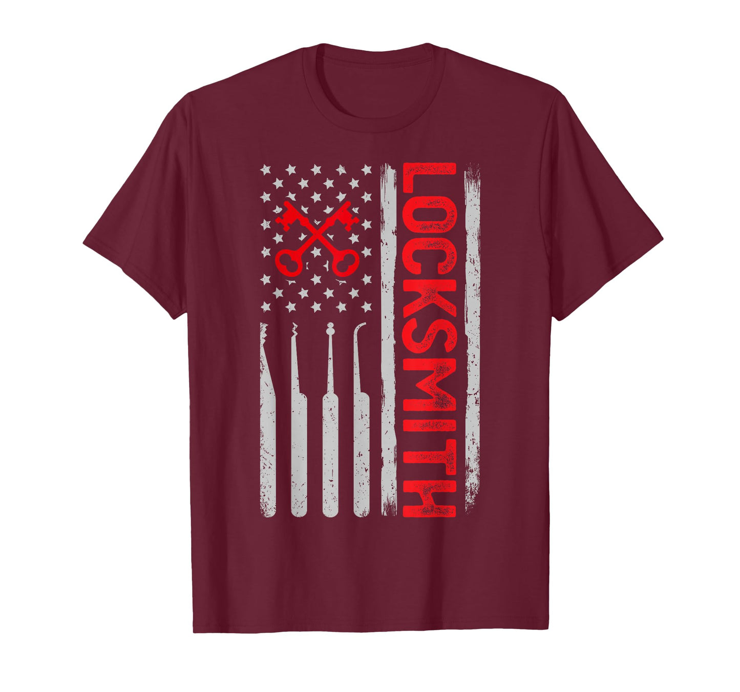Locksmith USA Flag Patriotic Locksmithing Lock Picker T-Shirt