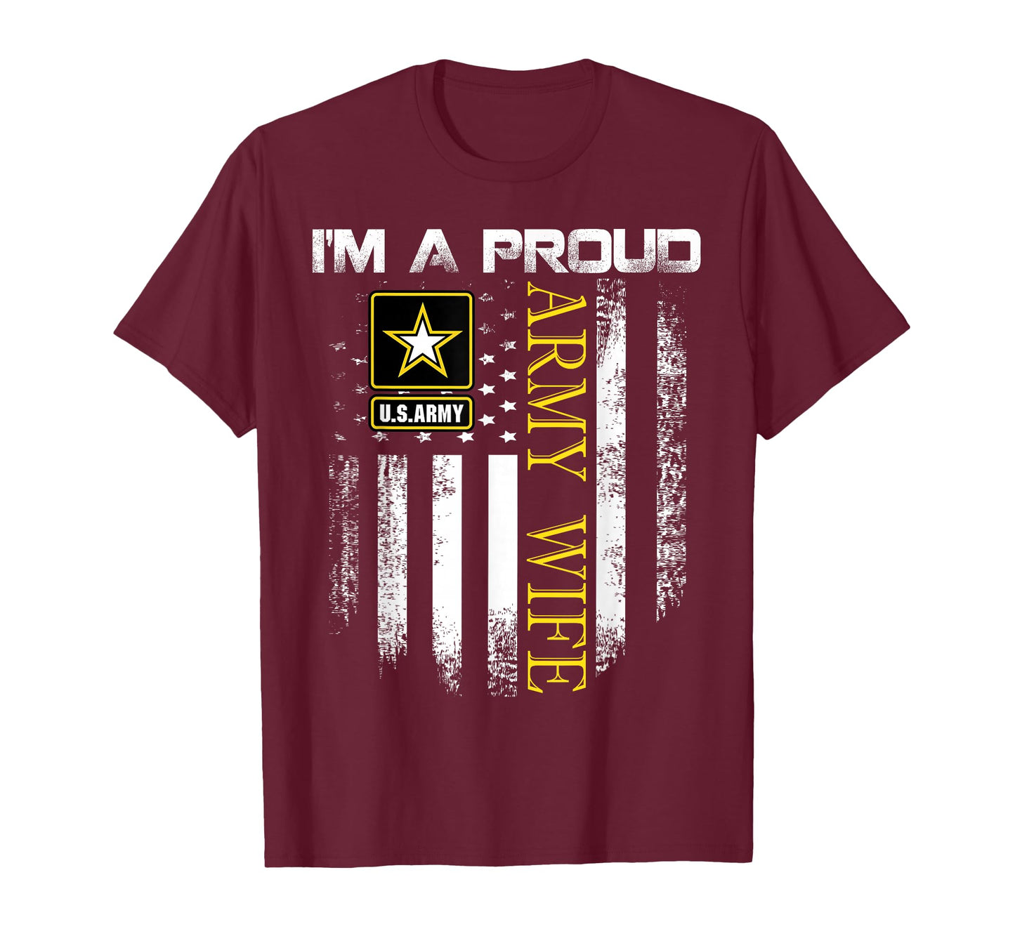 Vintage I'm A Proud Army Wife With American Flag Gift T-Shirt