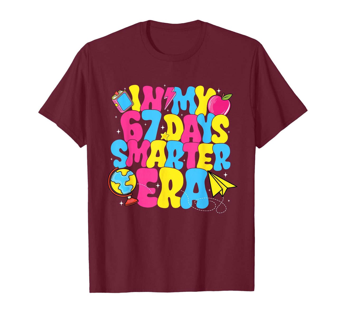 in My 67 Days Smarter Era Groovy 67th Day of School Teacher T-Shirt