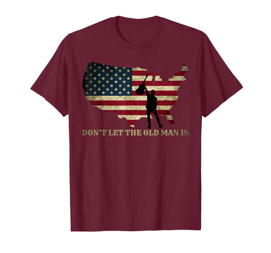 Vintage Don't Let The Old Man in American Flag Guitar T-Shirt