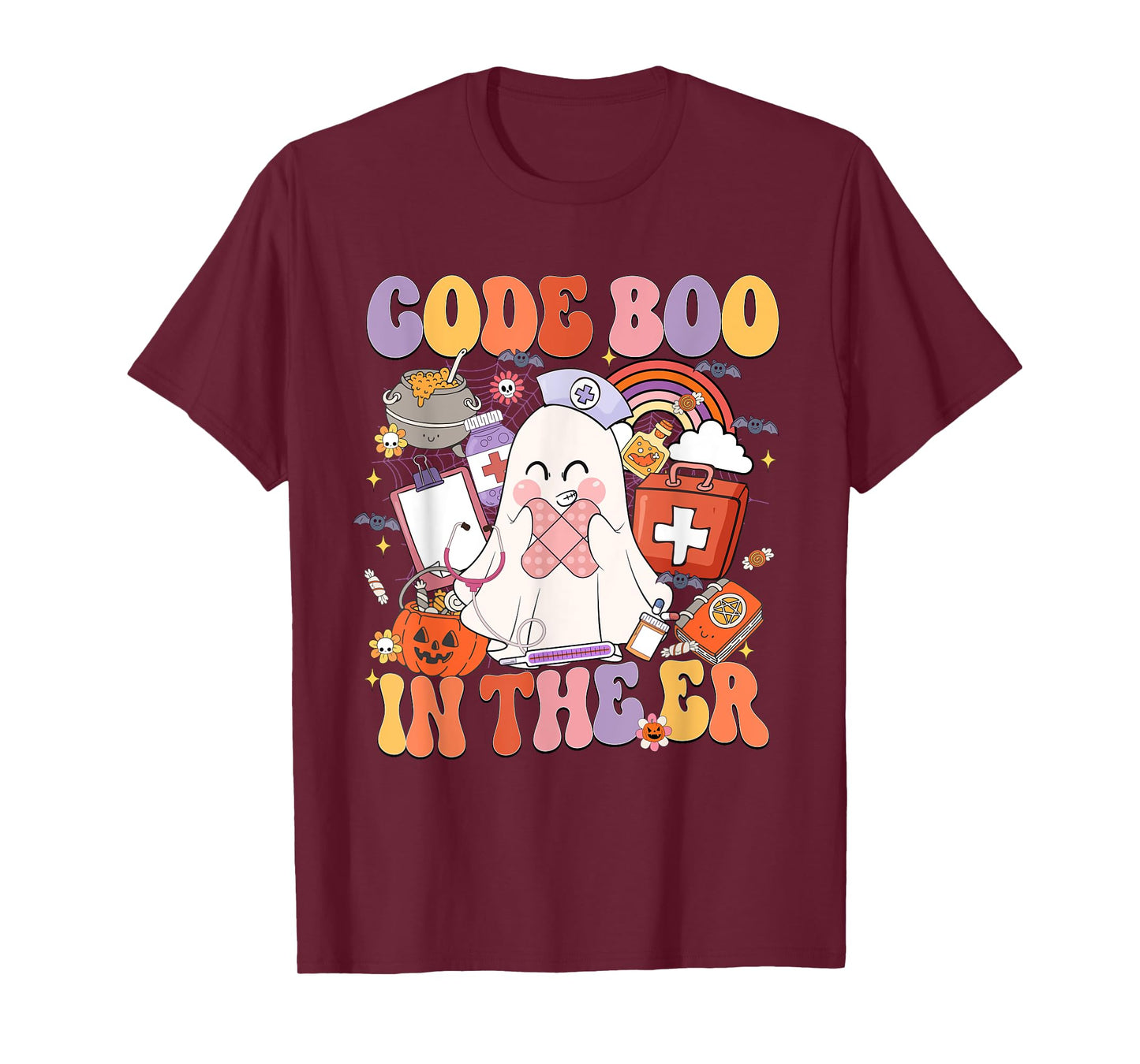 Code Boo In The ER Emergency Room Nurse Boo Halloween T-Shirt