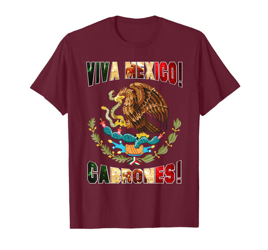 Viva Mexico Cabrones Flag Emblem Coat of arms tee t-Shirts T-Shirt