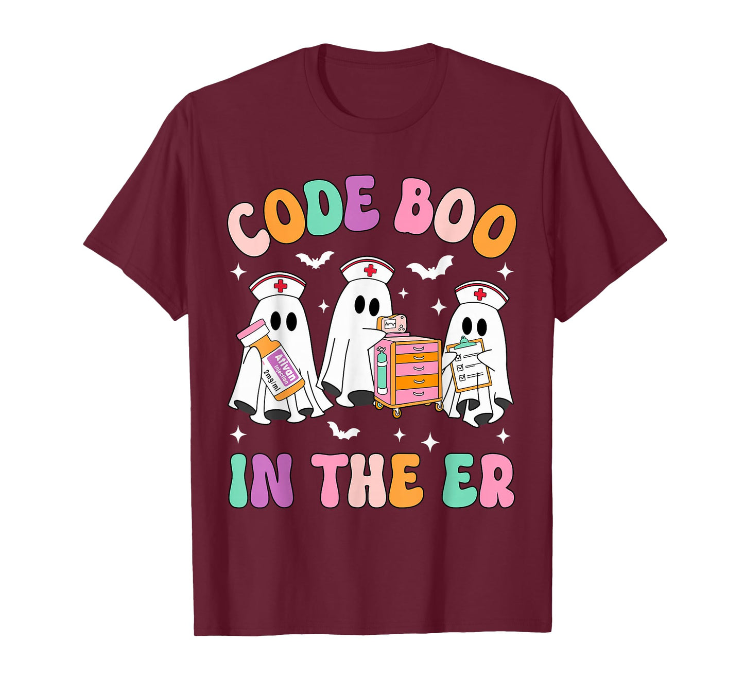 Code Boo In The ER Nurse Ghost Halloween Costume Nursing T-Shirt