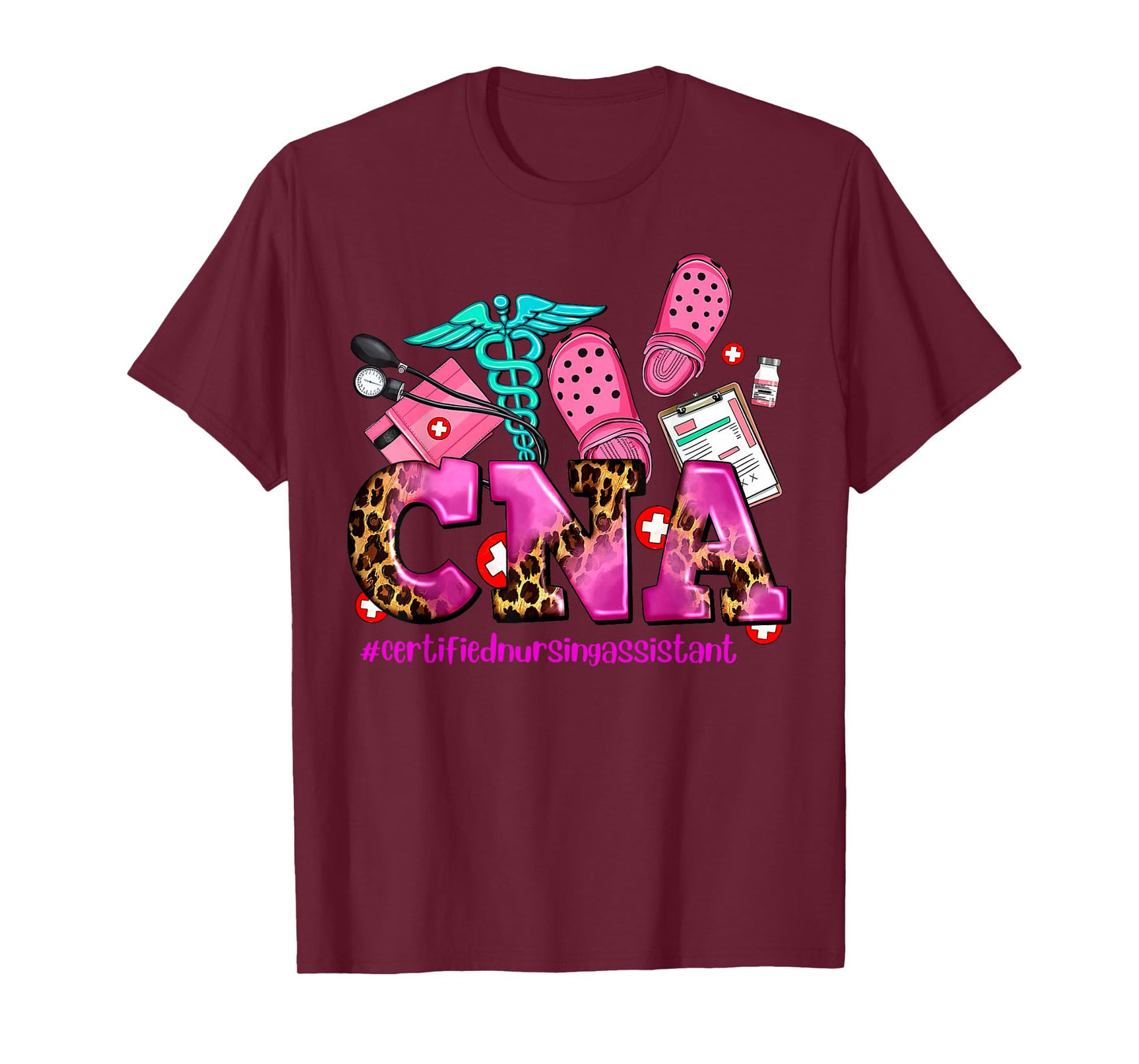 CNA Certified Nursing Assistant Leopard Registered Nurse T-Shirt