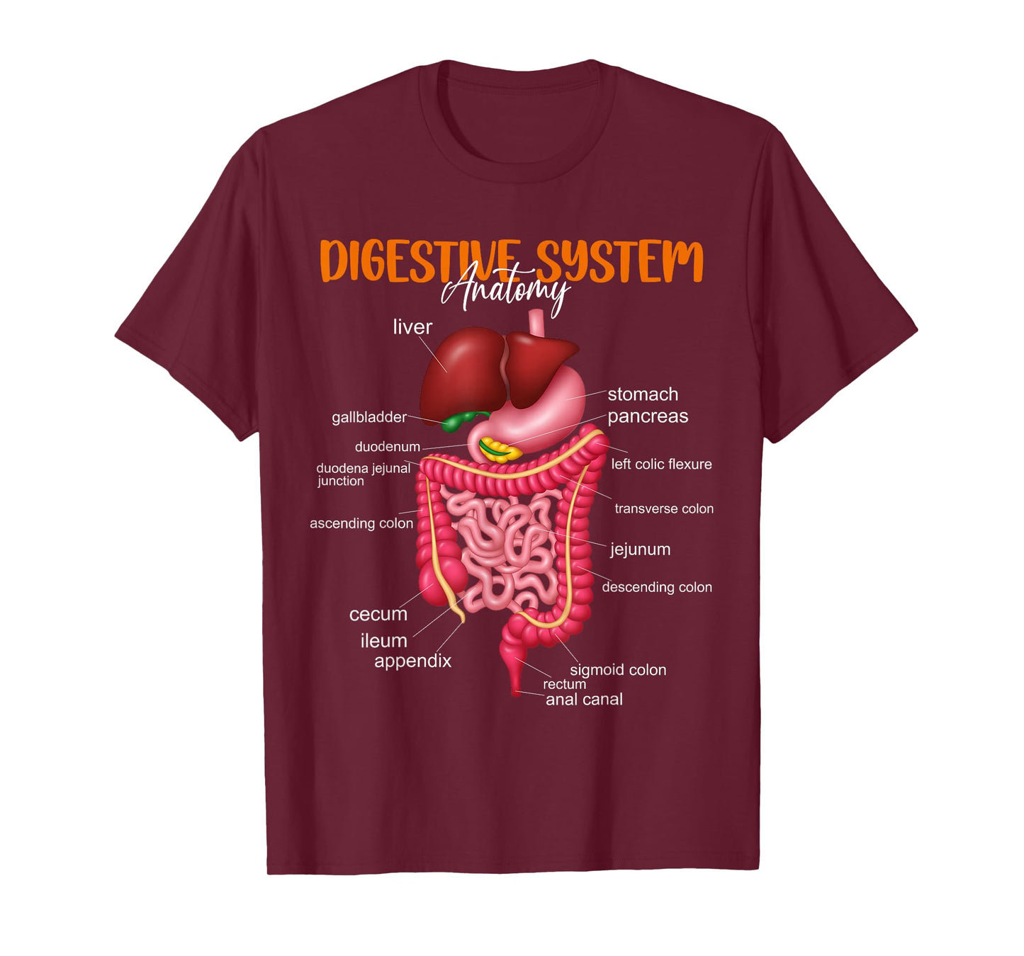 Funny Digestive System Anatomy Anatomical Biology Teacher T-Shirt
