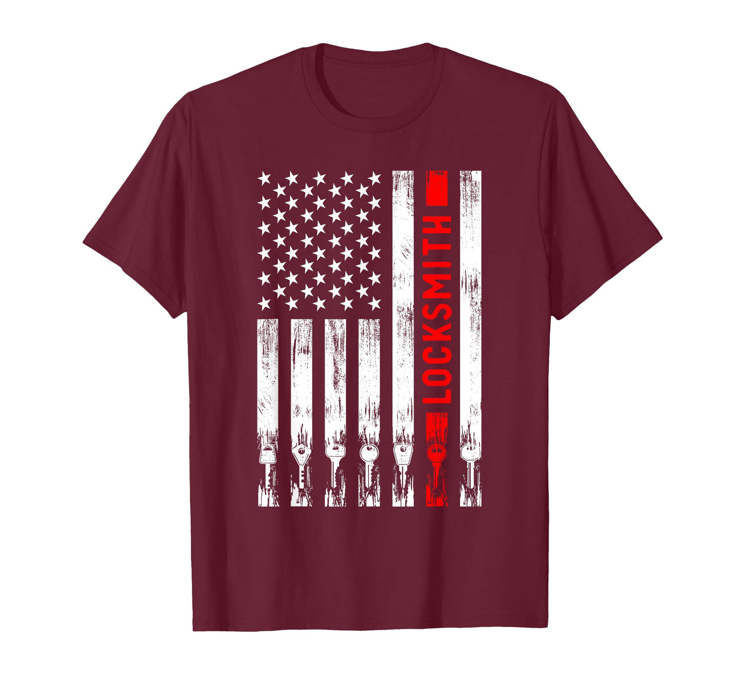 Cool Locksmith Art For Men Women American Flag Lock Picker T-Shirt